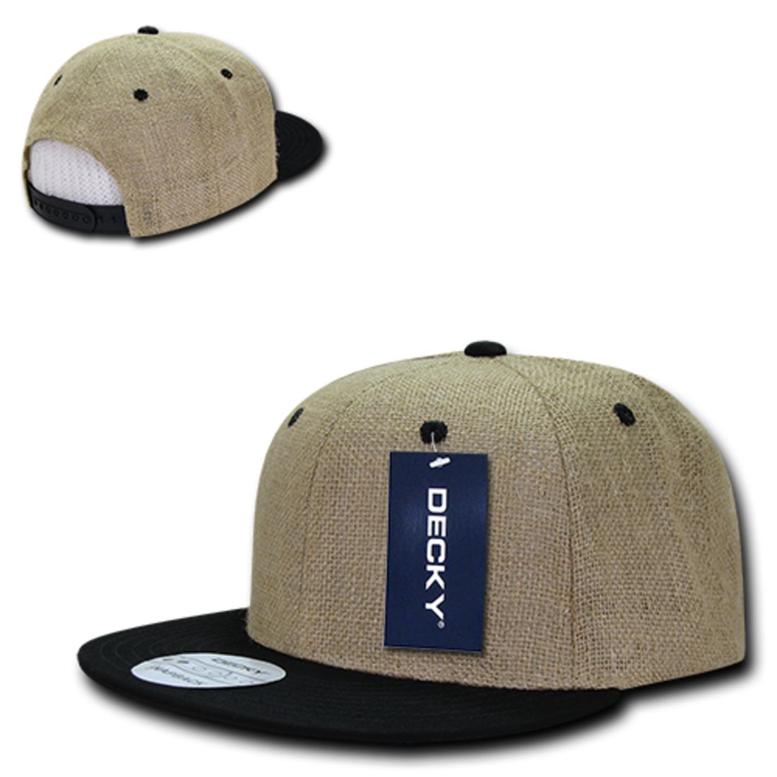Decky 2000 Jute  Snapback Hats High Profile 6 Panel Flat Bill Baseball Caps Wholesale