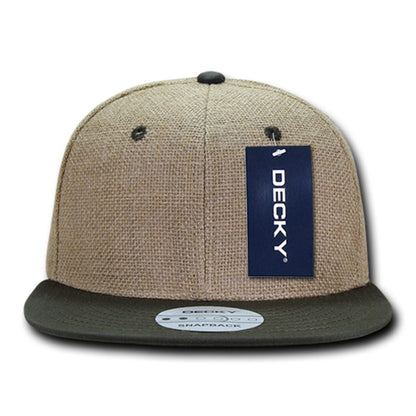 Decky 2000 Jute  Snapback Hats High Profile 6 Panel Flat Bill Baseball Caps Wholesale
