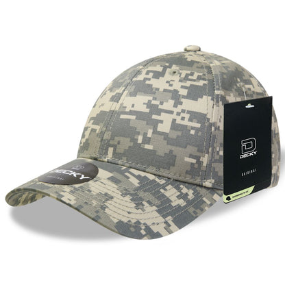 Decky 217 Structured Camouflage Hats Low Profile 6 Panel Curved Bill Caps