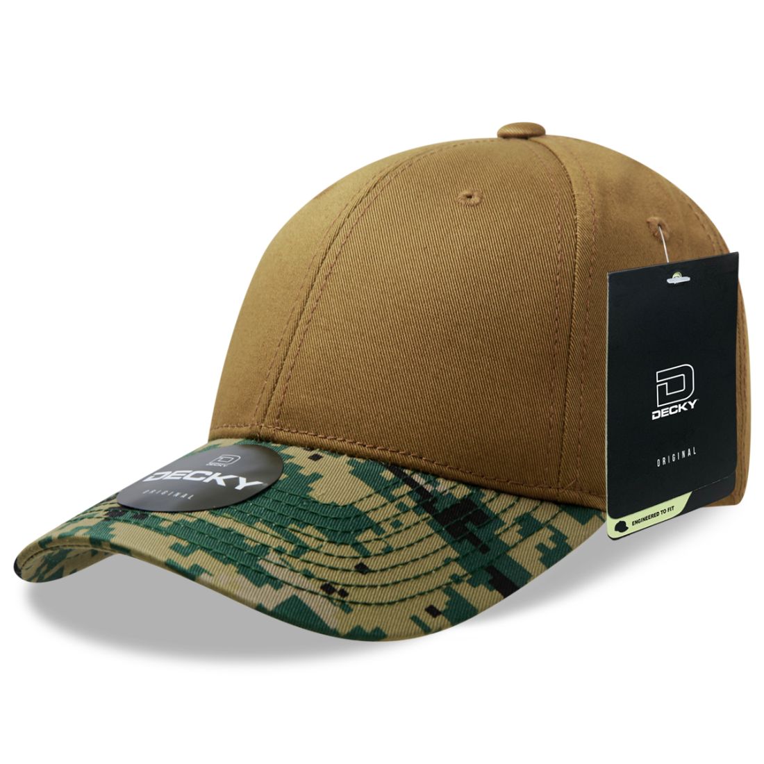 Decky 217 Structured Camouflage Hats Low Profile 6 Panel Curved Bill Caps