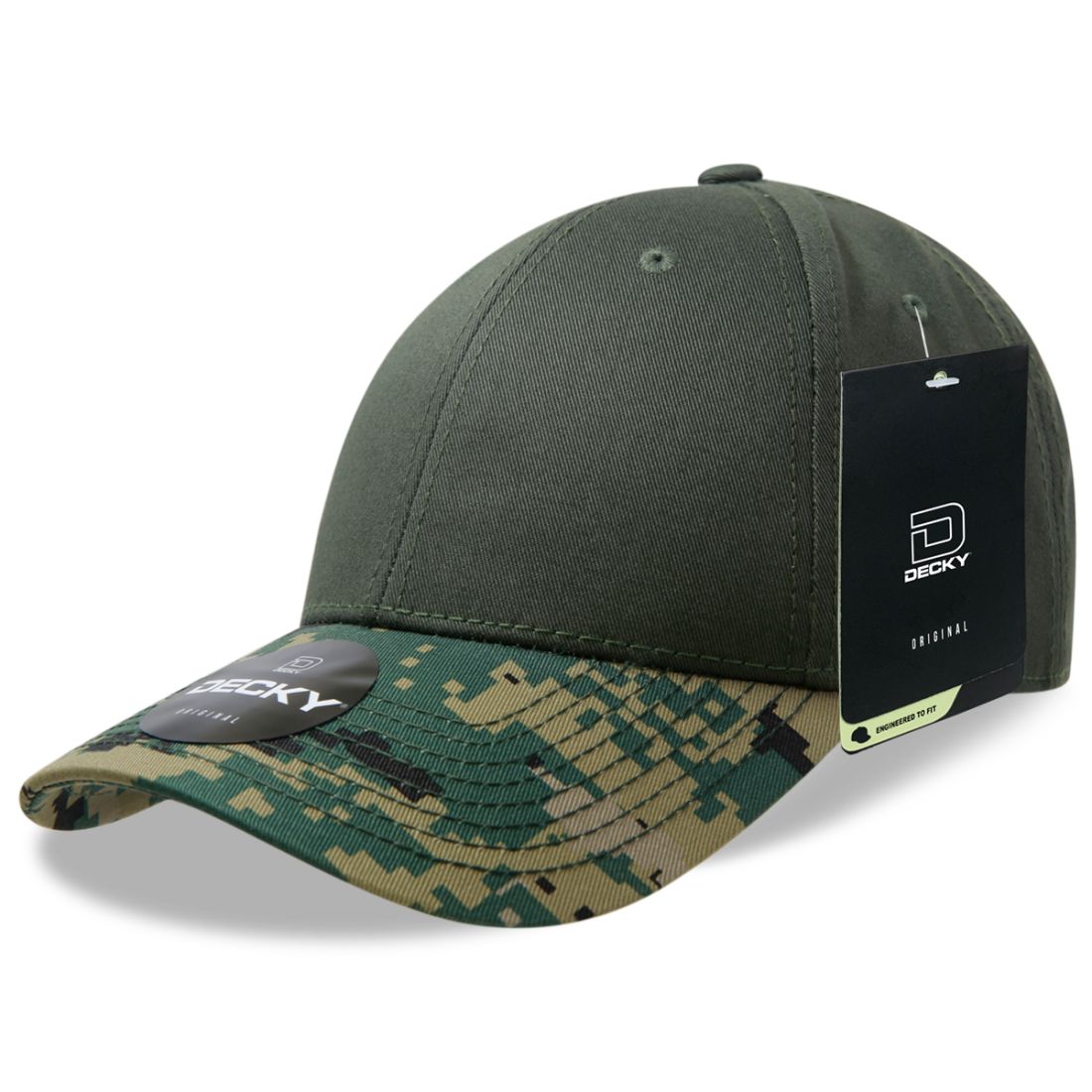 Decky 217 Structured Camouflage Hats Low Profile 6 Panel Curved Bill Caps