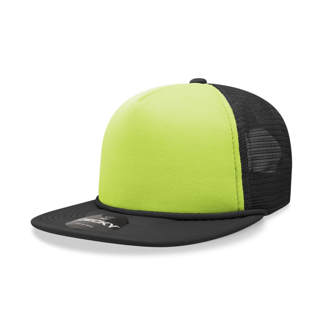 Decky 222 Blank Two Tone Neon Foam Trucker Hats 5 Panel Flat Bill Caps Wholesale