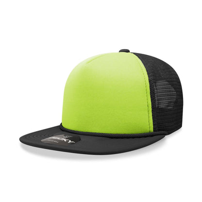 Decky 222 Blank Two Tone Neon Foam Trucker Hats 5 Panel Flat Bill Caps Wholesale