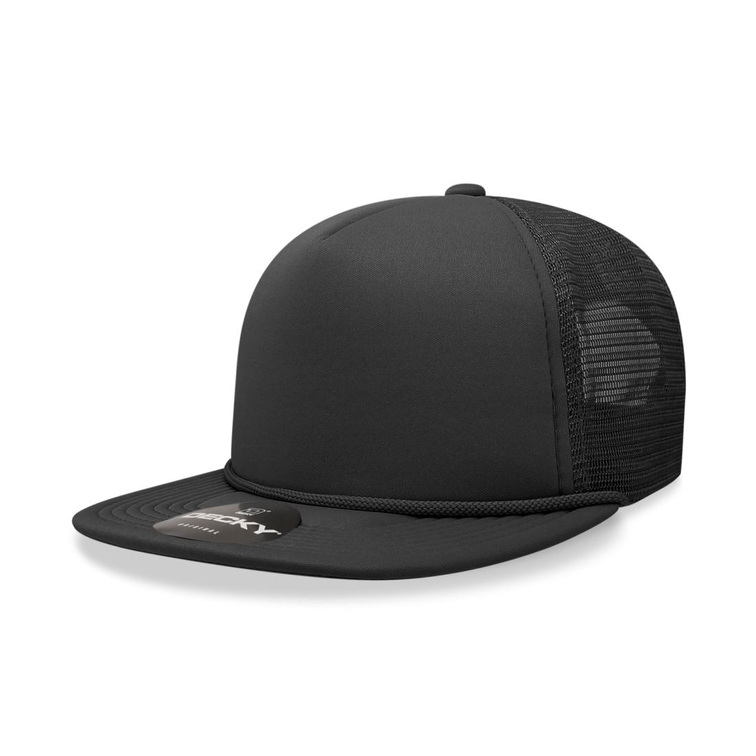 Decky 223 Solid Foam Trucker Hats High Profile 5 Panel Flat Bill Caps Blank Wholesale