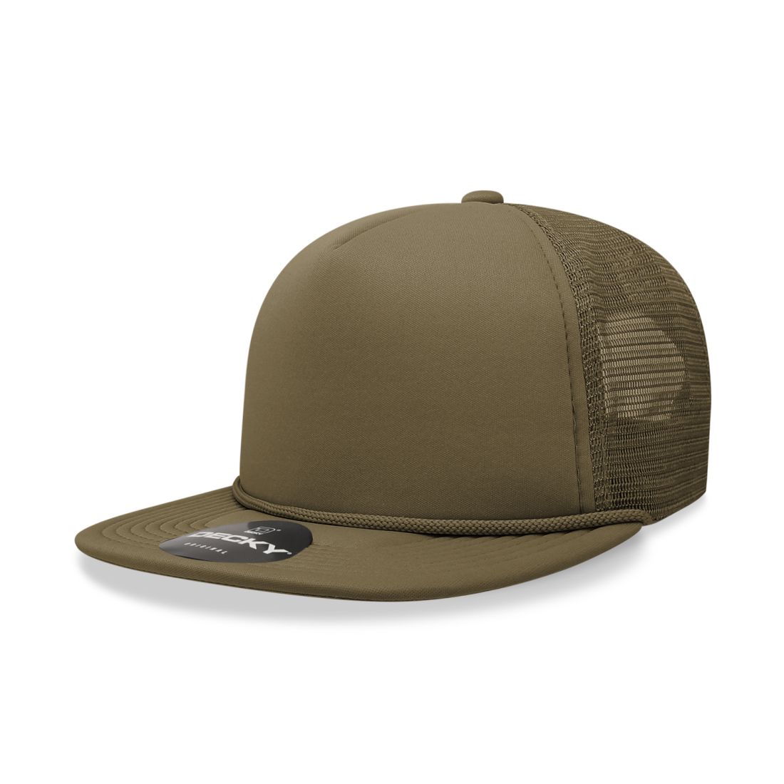 Decky 223 Solid Foam Trucker Hats High Profile 5 Panel Flat Bill Caps Blank Wholesale