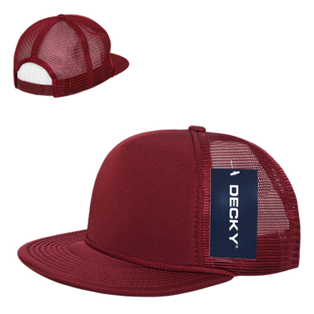 Decky 223 Solid Foam Trucker Hats High Profile 5 Panel Flat Bill Caps Blank Wholesale