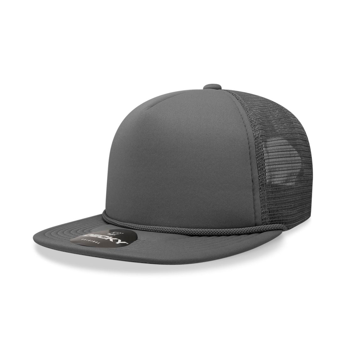 Decky 223 Solid Foam Trucker Hats High Profile 5 Panel Flat Bill Caps Blank Wholesale