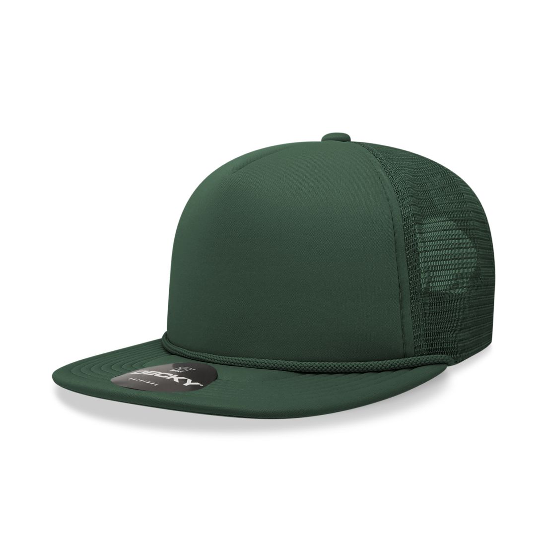 Decky 223 Solid Foam Trucker Hats High Profile 5 Panel Flat Bill Caps Blank Wholesale