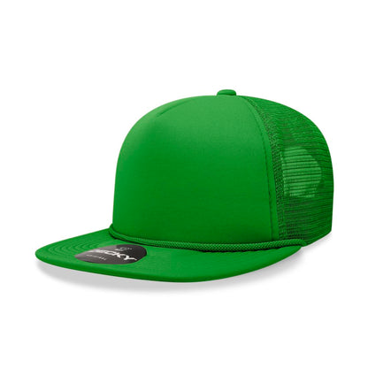 Decky 223 Solid Foam Trucker Hats High Profile 5 Panel Flat Bill Caps Blank Wholesale