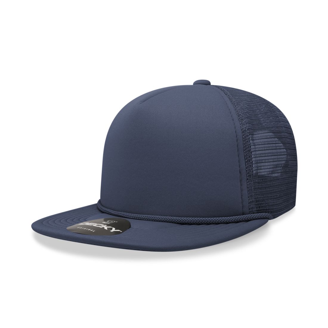 Decky 223 Solid Foam Trucker Hats High Profile 5 Panel Flat Bill Caps Blank Wholesale