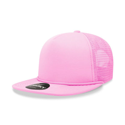 Decky 223 Solid Foam Trucker Hats High Profile 5 Panel Flat Bill Caps Blank Wholesale