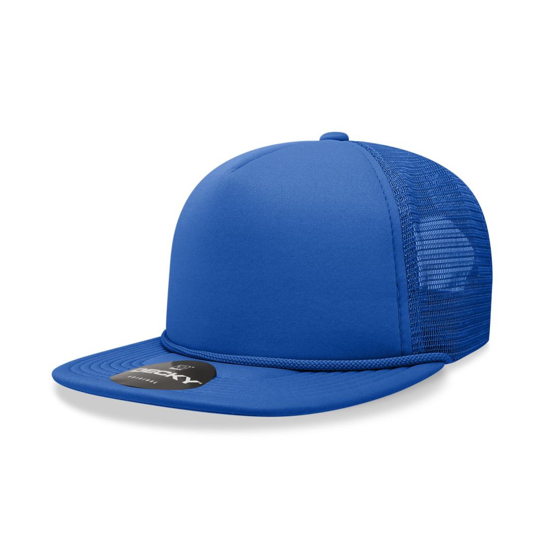 Decky 223 Solid Foam Trucker Hats High Profile 5 Panel Flat Bill Caps Blank Wholesale