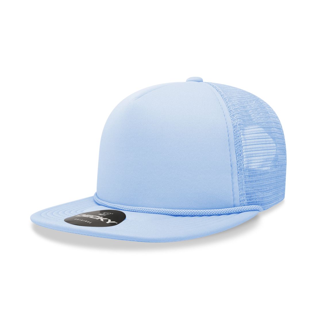 Decky 223 Solid Foam Trucker Hats High Profile 5 Panel Flat Bill Caps Blank Wholesale