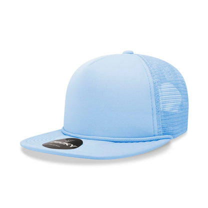 Decky 223 Solid Foam Trucker Hats High Profile 5 Panel Flat Bill Caps Blank Wholesale