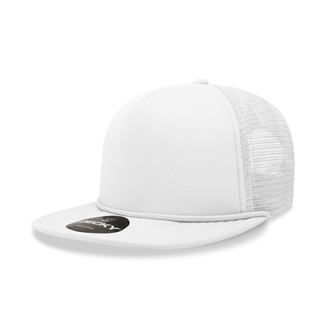 Decky 223 Solid Foam Trucker Hats High Profile 5 Panel Flat Bill Caps Blank Wholesale