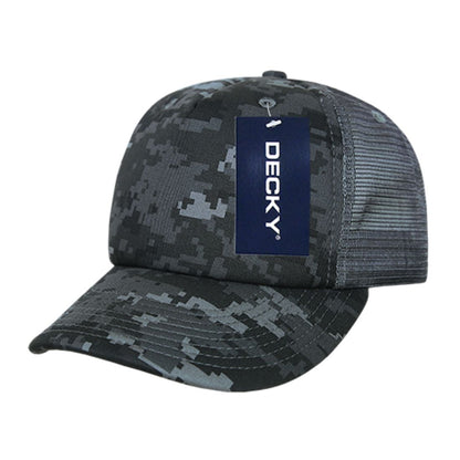 Decky 253 Camouflage Foam Mesh Trucker Hats High Crown 5 Panel Snapback Caps Wholesale