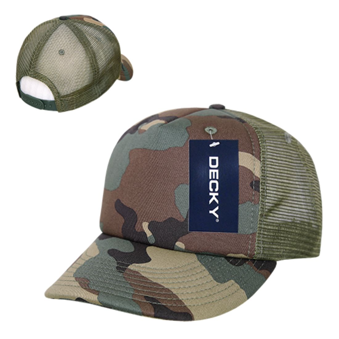 Decky 253 Camouflage Foam Mesh Trucker Hats High Crown 5 Panel Snapback Caps Wholesale