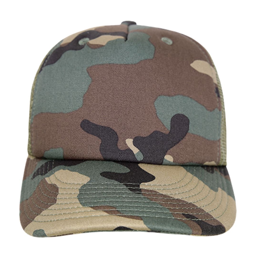 Decky 253 Camouflage Foam Mesh Trucker Hats High Crown 5 Panel Snapback Caps Wholesale
