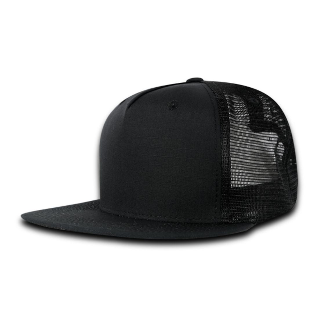 Decky 3021 Ripstop Trucker Hats High Profile 5 Panel Flat Bill Snapback Caps Wholesale