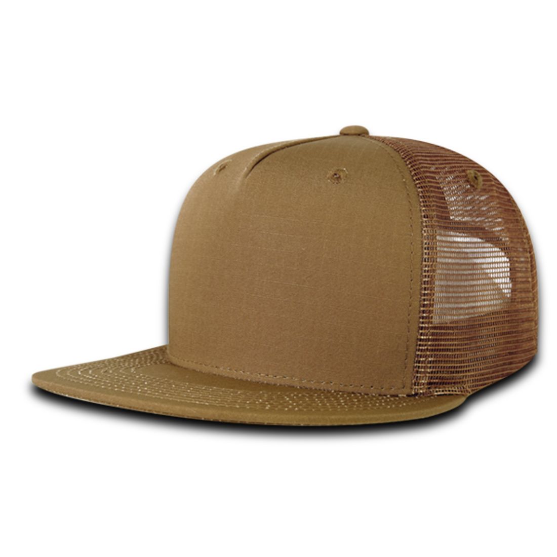 Decky 3021 Ripstop Trucker Hats High Profile 5 Panel Flat Bill Snapback Caps Wholesale