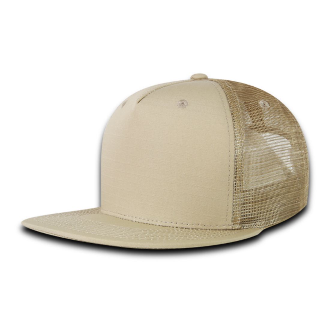 Decky 3021 Ripstop Trucker Hats High Profile 5 Panel Flat Bill Snapback Caps Wholesale