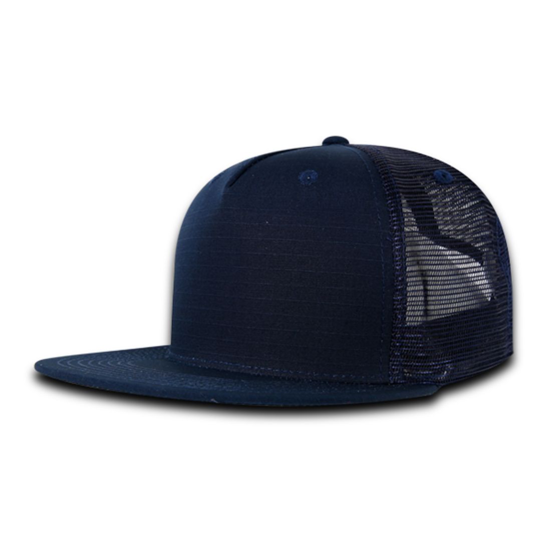 Decky 3021 Ripstop Trucker Hats High Profile 5 Panel Flat Bill Snapback Caps Wholesale