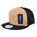 Decky 354 High Profile Cork Snapback Hats 6 Panel Flat Bill Caps Structured Wholesale