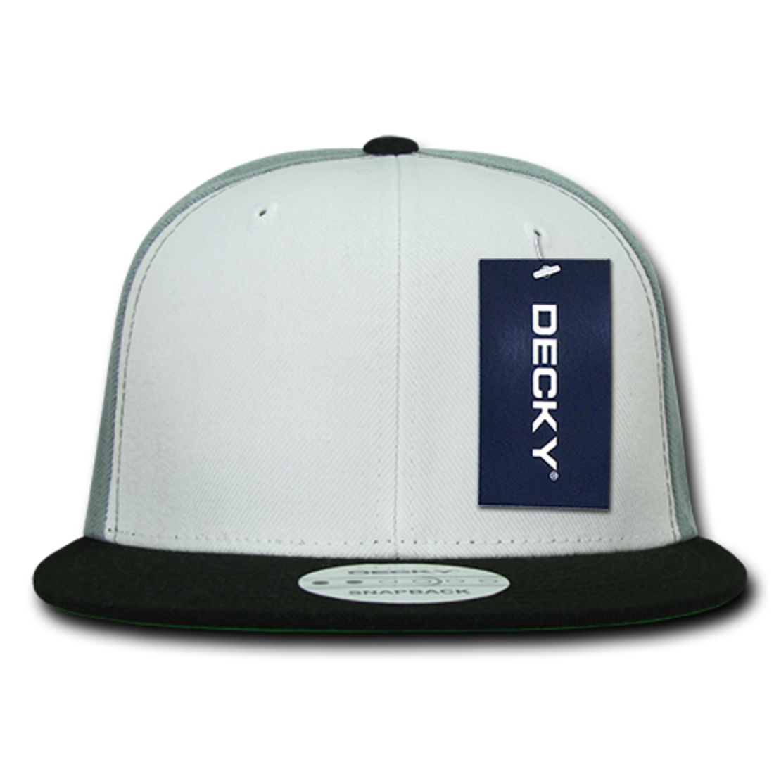 Decky 355 Three Tone Snapback Hats 6 Panel Flat Bill Baseball Caps Structured Wholesale