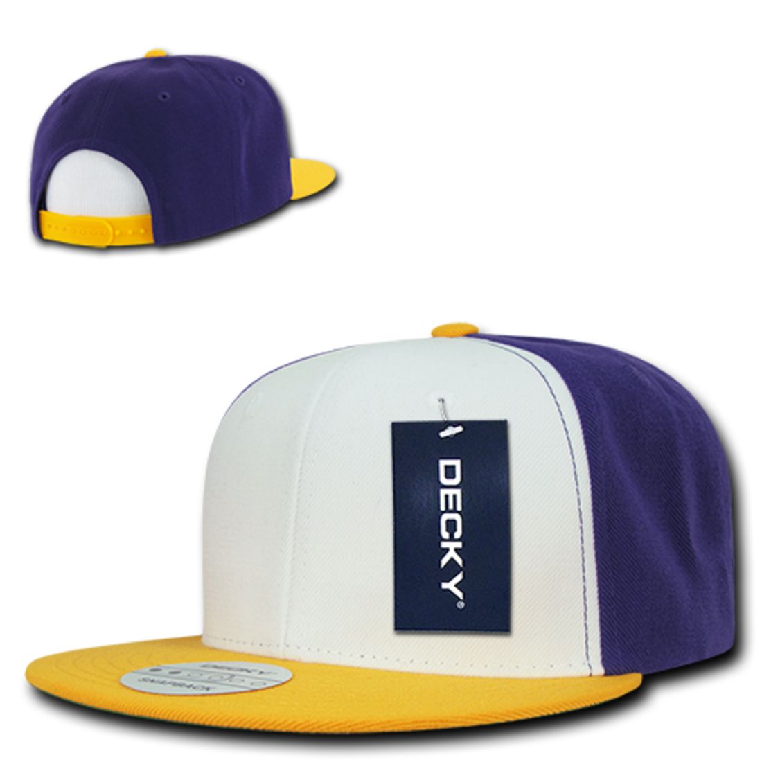 Decky 355 Three Tone Snapback Hats 6 Panel Flat Bill Baseball Caps Structured Wholesale