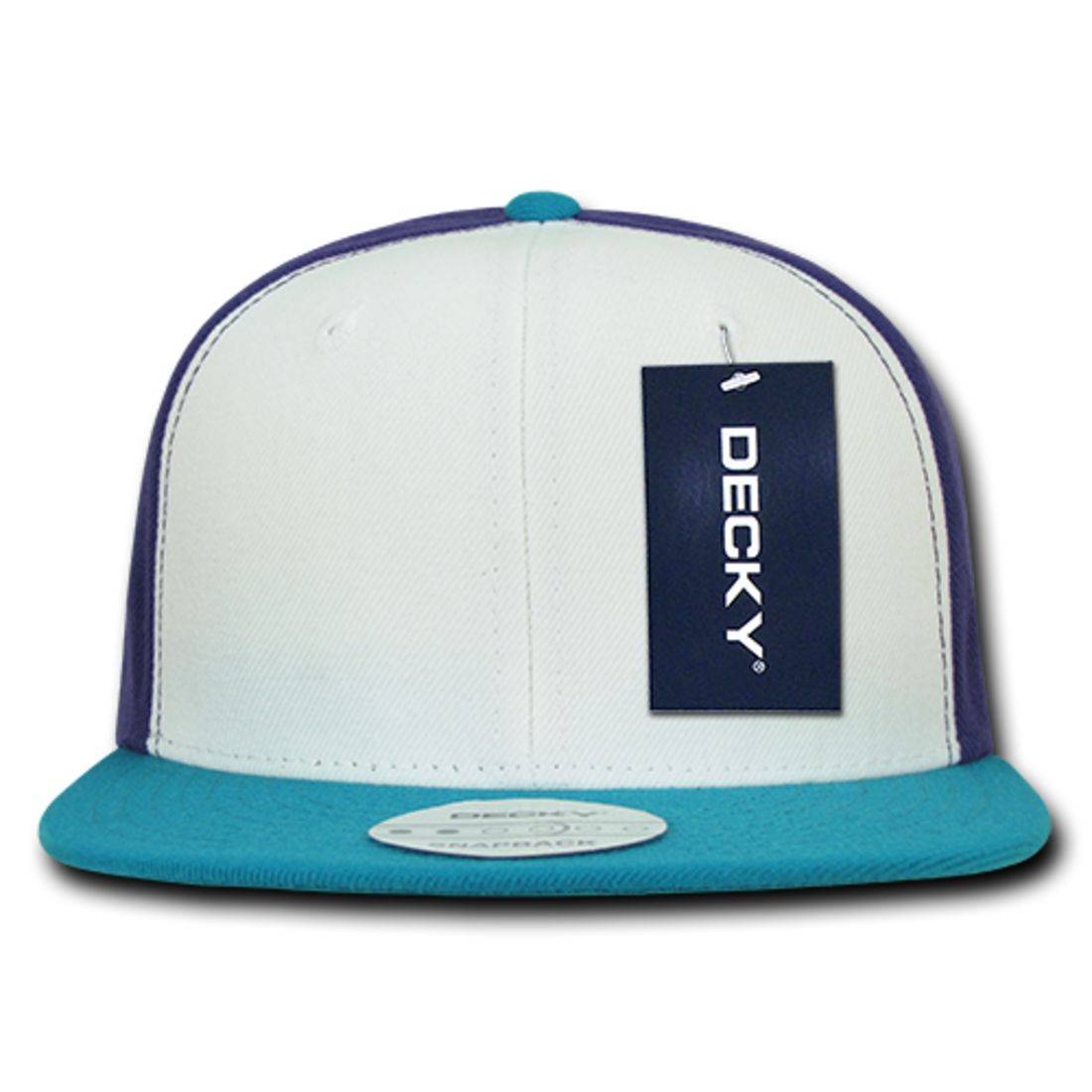 Decky 355 Three Tone Snapback Hats 6 Panel Flat Bill Baseball Caps Structured Wholesale