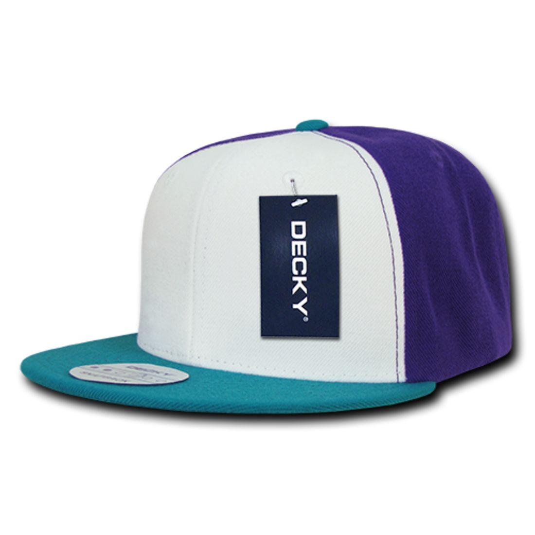 Decky 355 Three Tone Snapback Hats 6 Panel Flat Bill Baseball Caps Structured Wholesale