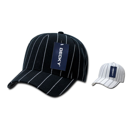Decky 403 Pin Striped Fitted High Profile Hats 6 Panel Curved Bill Baseball Caps - Star Hats & Embroidery
