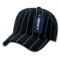 Decky 403 Pin Striped Fitted High Profile Hats 6 Panel Curved Bill Baseball Caps