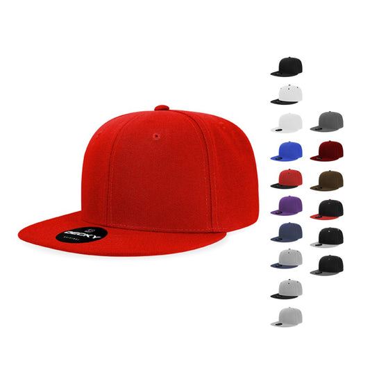 Decky 5121 Womens High Profile Snapback Hats 6 Panel Flat Bill Caps Constructed - Star Hats & Embroidery