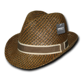 Decky 538 Paper Braid Woven Fedora Hats Panama Caps Two Tone Hatband Brown Wholesale
