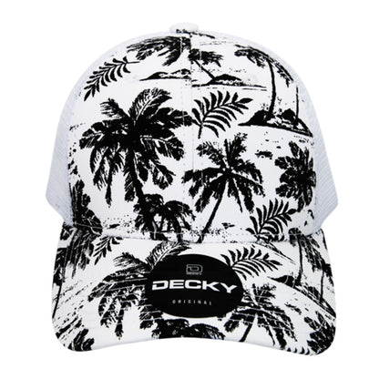 Decky 6000 Tropical Hawaiian Trucker Hats Low Profile 6 Panel Curved Bill Caps Wholesale