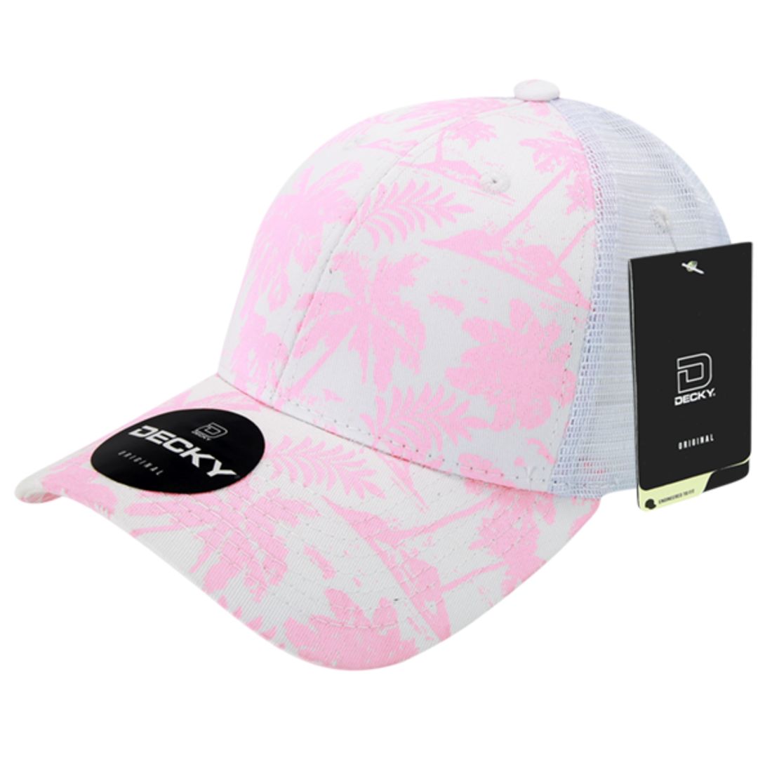 Decky 6000 Tropical Hawaiian Trucker Hats Low Profile 6 Panel Curved Bill Caps Wholesale