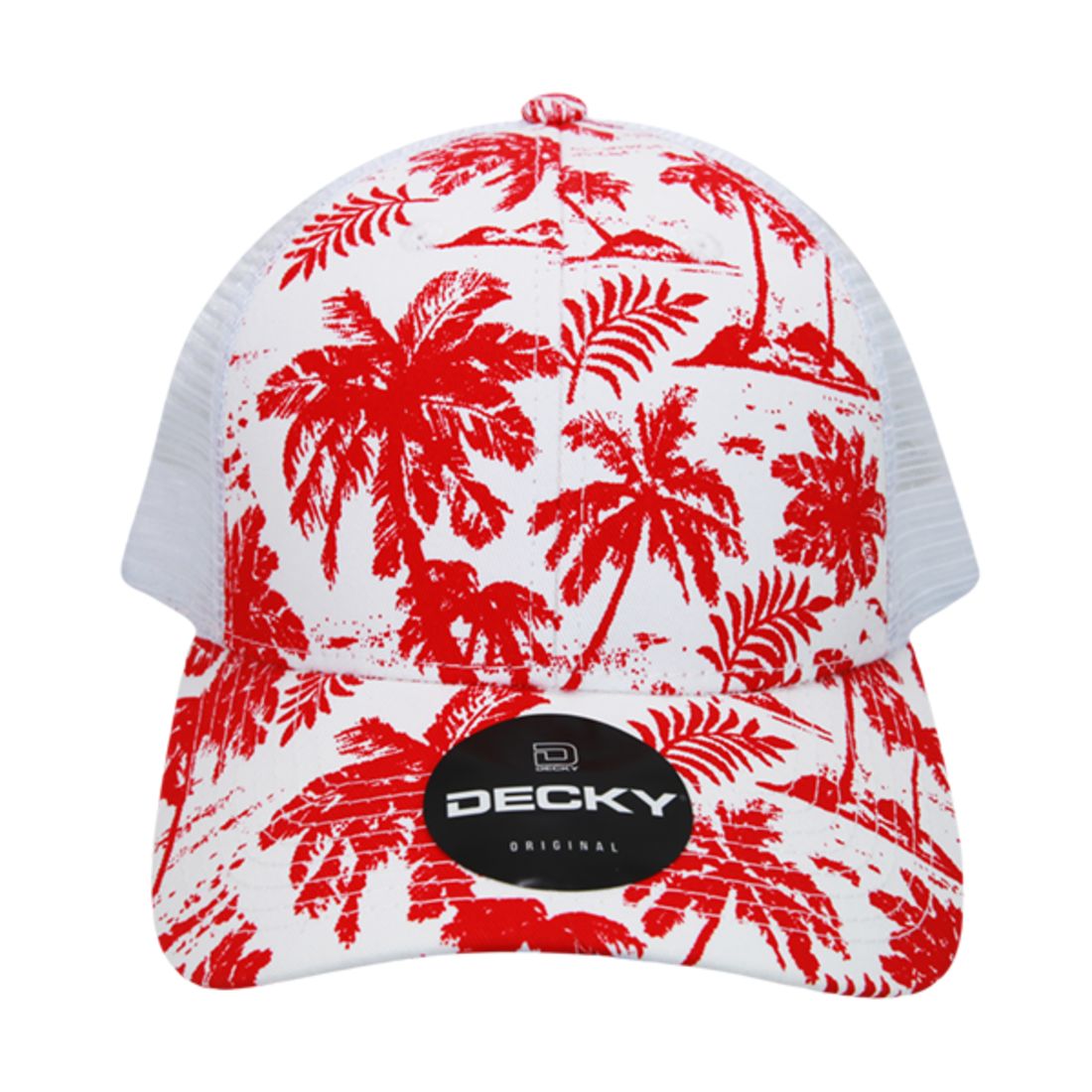 Decky 6000 Tropical Hawaiian Trucker Hats Low Profile 6 Panel Curved Bill Caps Wholesale
