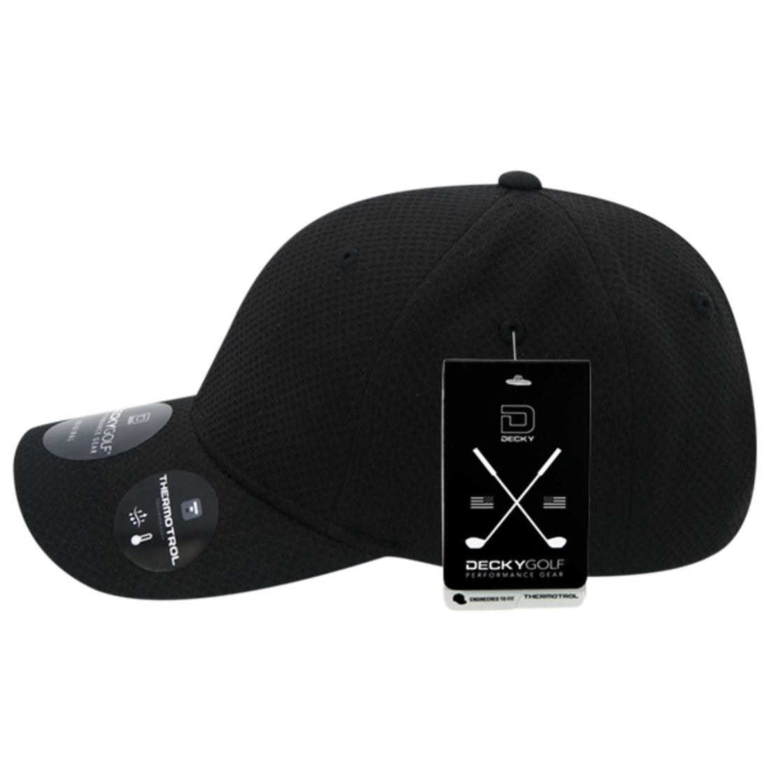 Decky 6111 Pique Pattern Low Crown Hats 7 Panel Curved Bill Performance Caps Wholesale