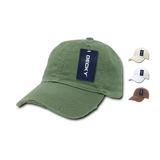 Decky 860 Fitted Vintage Washed Distressed Polo Hats Low Crown 6 Panel Caps - Star Hats & Embroidery