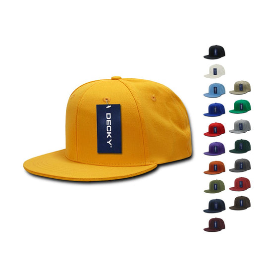 Decky 873 Flex Fitted Baseball Hats High Crown 6 Panel Flat Bill Stretch Caps  - Star Hats & Embroidery