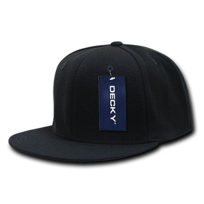 Decky 873 Flex Fitted Baseball Hats High Crown 6 Panel Flat Bill Stretch Caps 