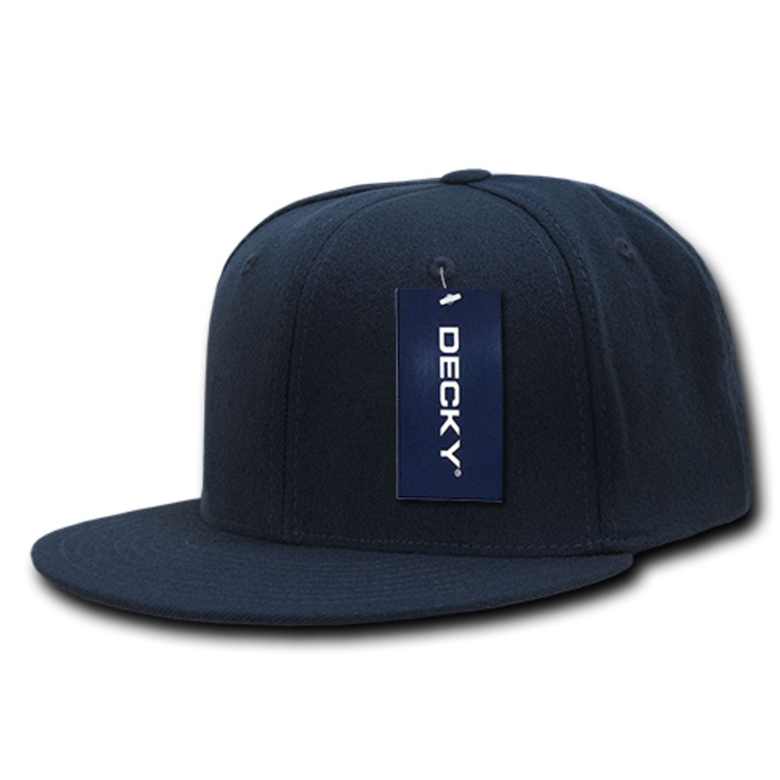 Decky 873 Flex Fitted Baseball Hats High Crown 6 Panel Flat Bill Stretch Caps 