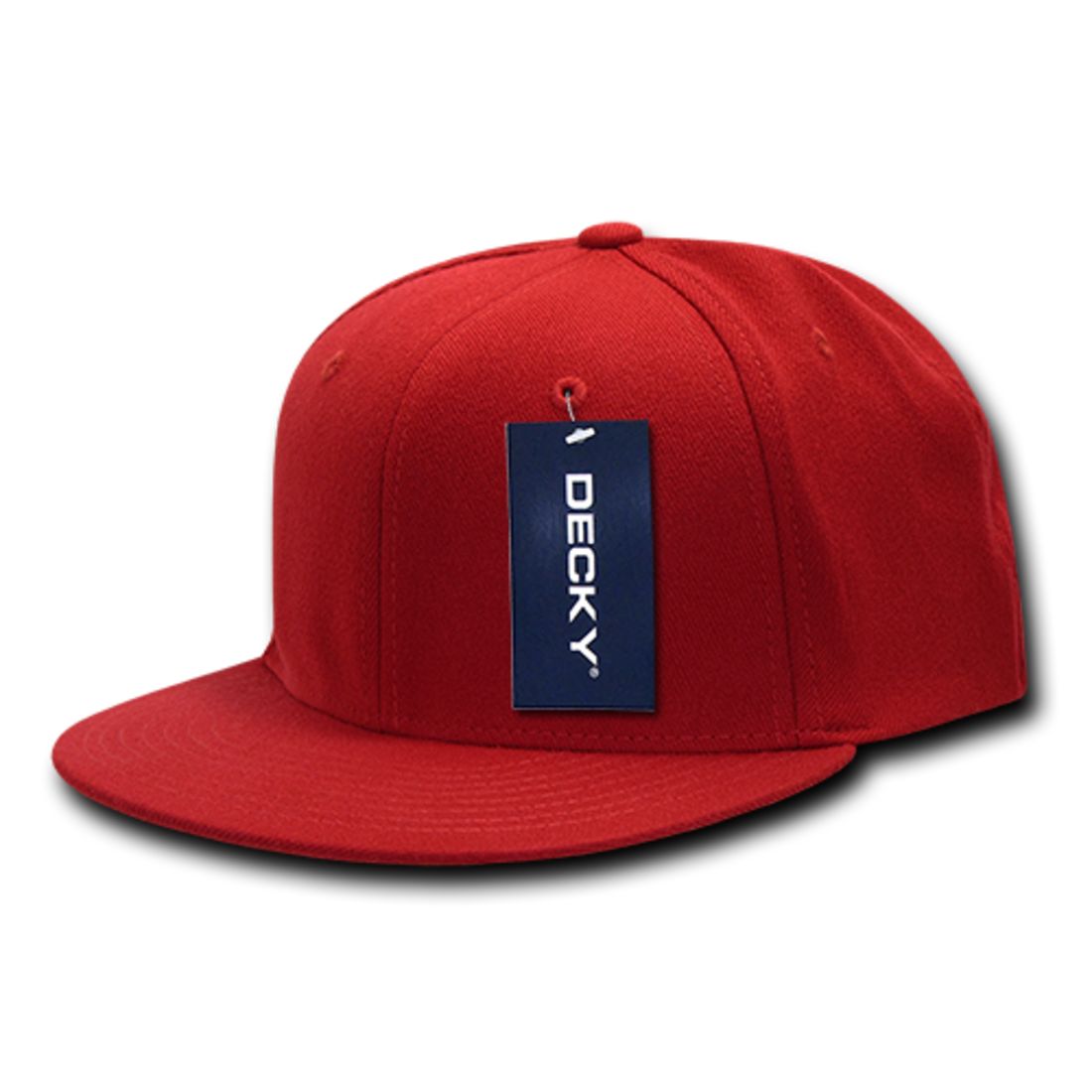 Decky 873 Flex Fitted Baseball Hats High Crown 6 Panel Flat Bill Stretch Caps 