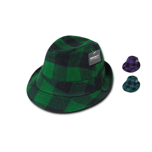 Decky 904 Plaid Fedoras Trilby Panama Hats Stylish Caps Lighweight Men Women - Star Hats & Embroidery
