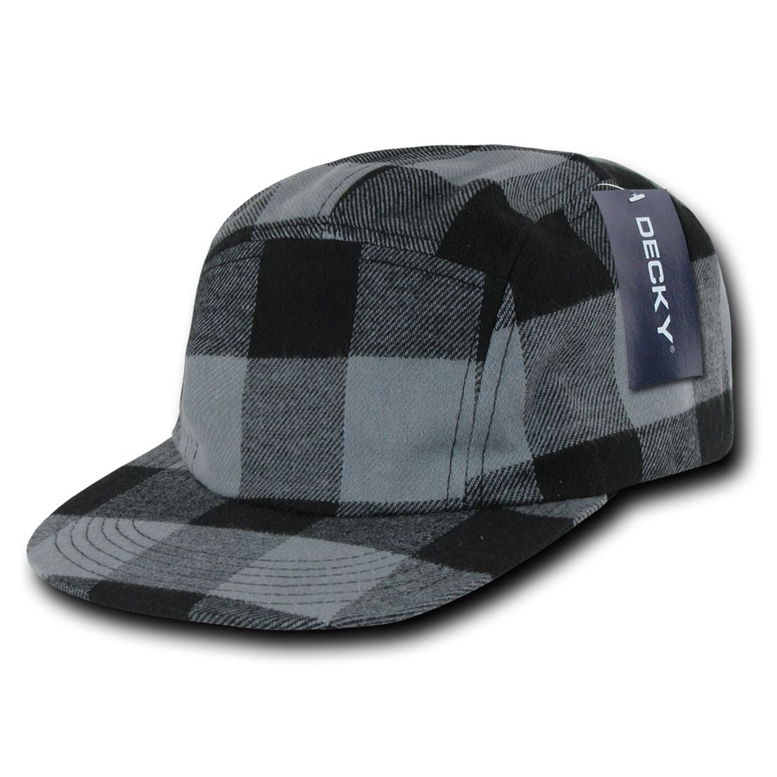 Decky 984 Buffalo Plaid Racer Racing Hats Jockey Biker Camper 5 Panel Caps