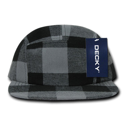 Decky 984 Buffalo Plaid Racer Racing Hats Jockey Biker Camper 5 Panel Caps