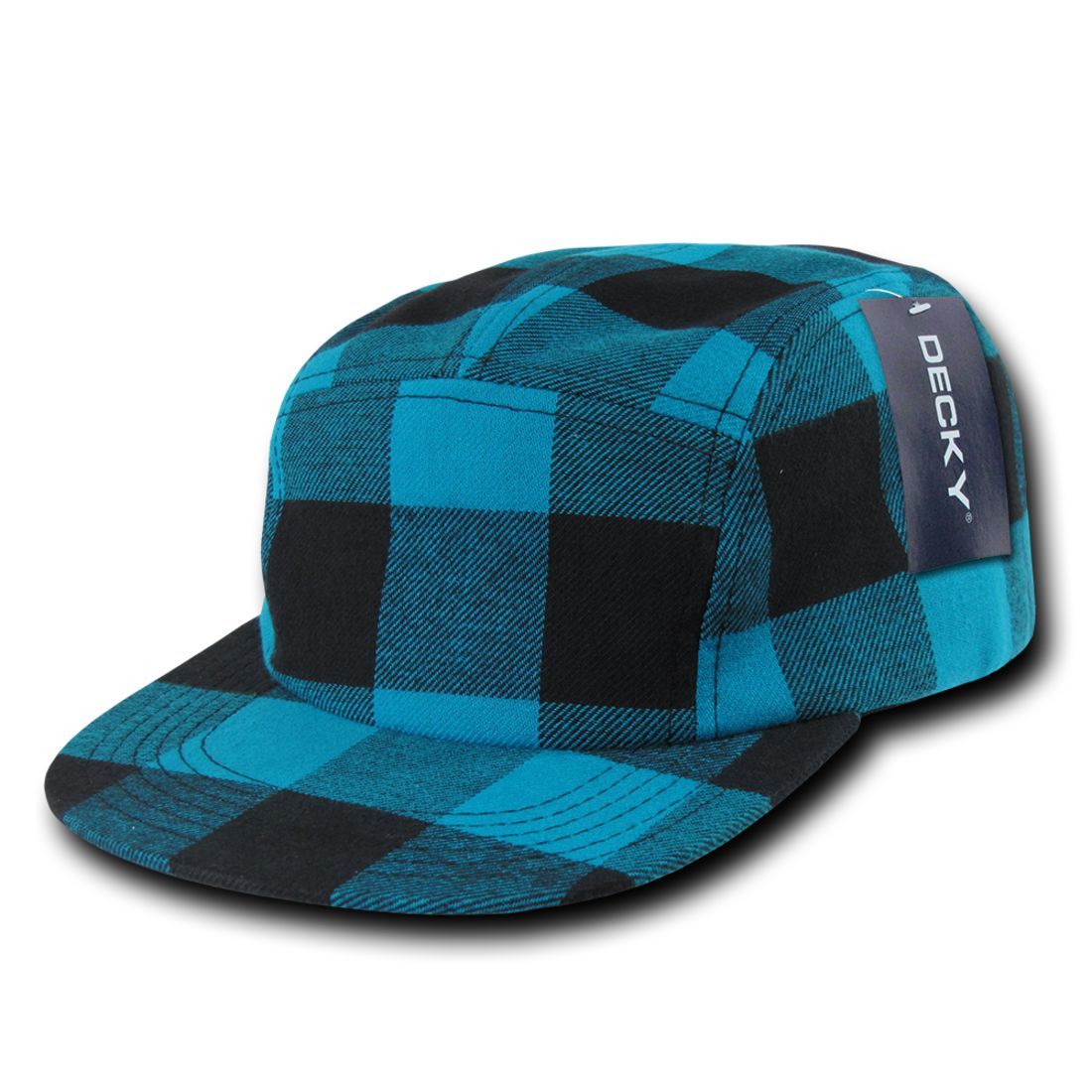 Decky 984 Buffalo Plaid Racer Racing Hats Jockey Biker Camper 5 Panel Caps