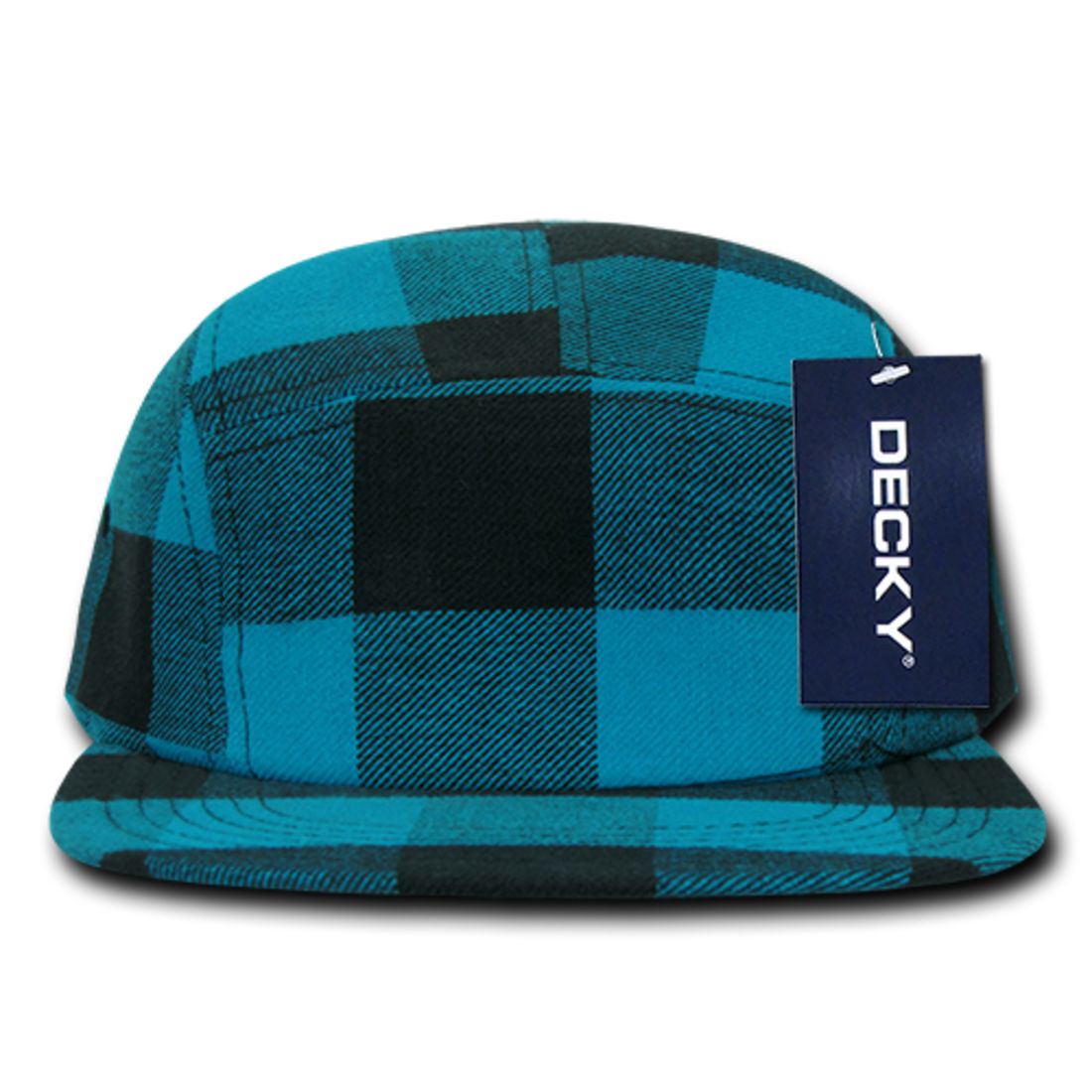 Decky 984 Buffalo Plaid Racer Racing Hats Jockey Biker Camper 5 Panel Caps