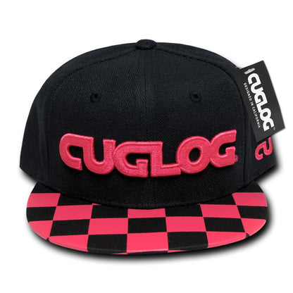 Cuglog C29 Checker High Crown Snapback Hats 6 Panel Flat Bills Caps Men Women